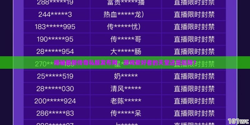 揭秘最新<strong>传奇私服发布网</strong>，游戏爱好者的天堂还是陷阱？